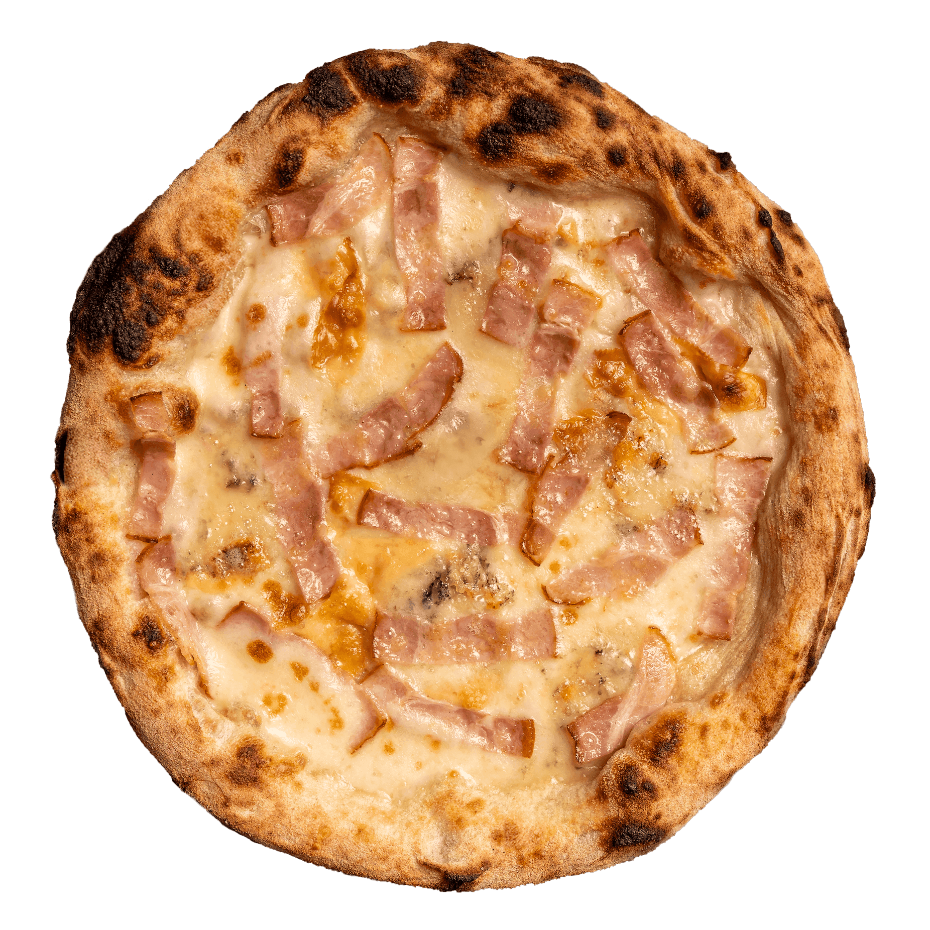 Pizza Speck und Käse mit Edelspeck, Blue Cheese und Mozzarella